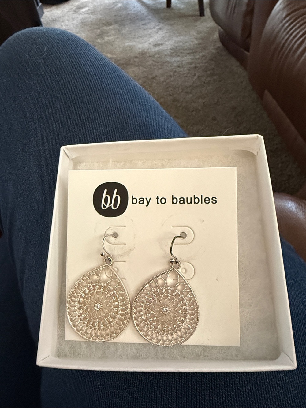 Bay to Baubles Silver Filigree Teardrop Dangle Earrings